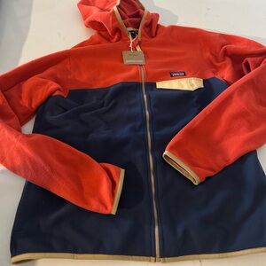 Patagonia Orange and Tan Fleece Jacket